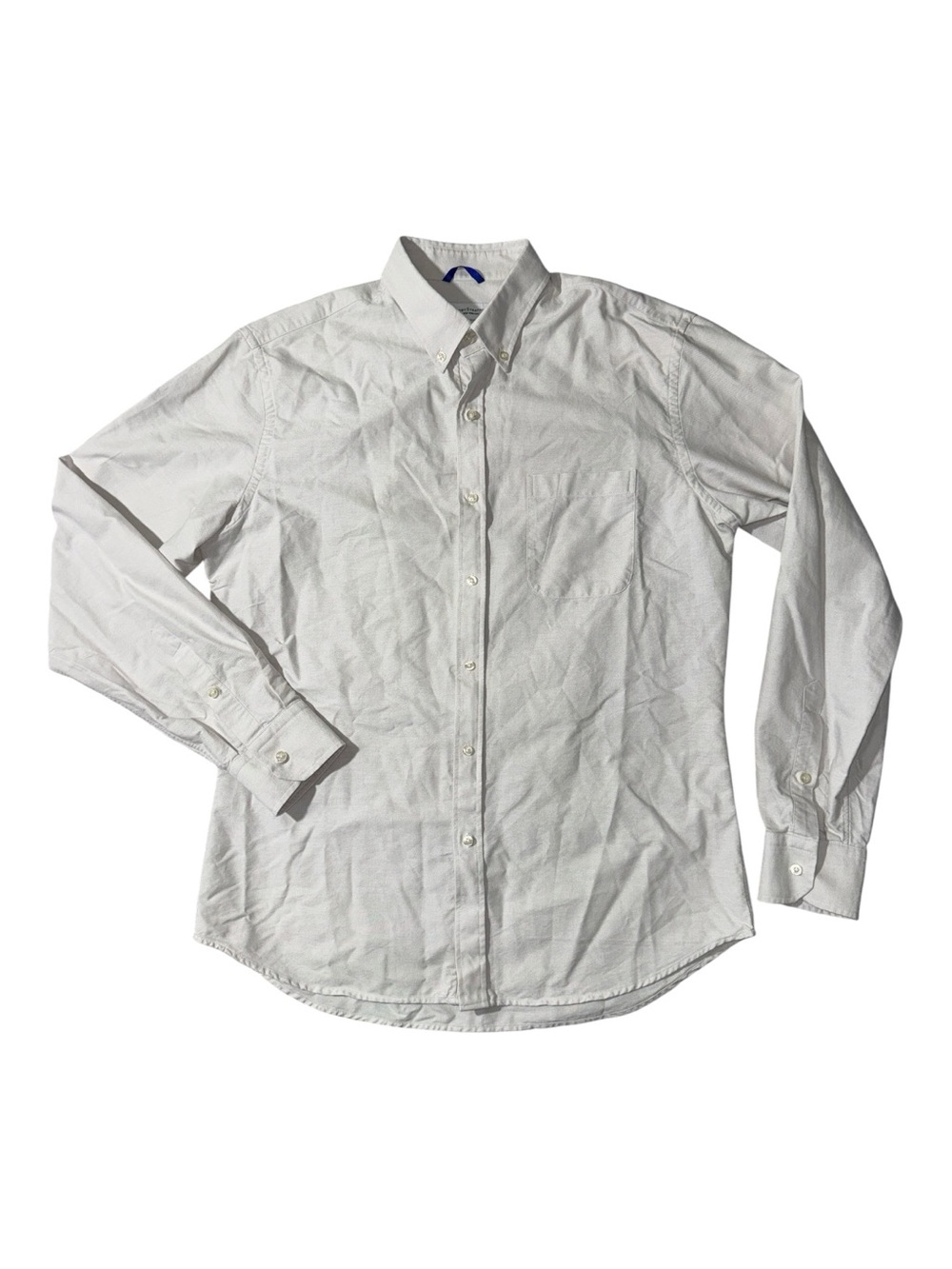 Teddy Stratford mens 5 XL light cream solid cotton oxford zip fit shirt EUC